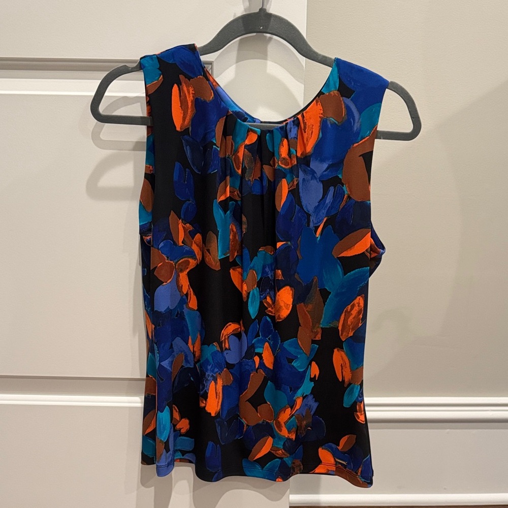 Calvin Klein Blue and Orange Sleeveless Blouse